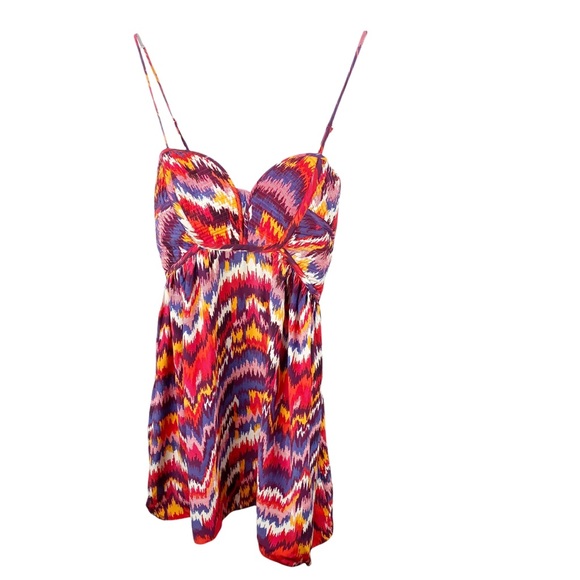 Parker Aztec Spaghetti Strap Silk Ikat Mini Dress Size Small - Picture 2 of 9
